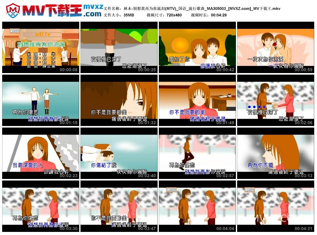 林木-别想我再为你流泪(MTV)_国语_流行歌曲_MA305003